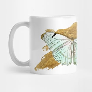 Aqua Butterfly and Gold Mug